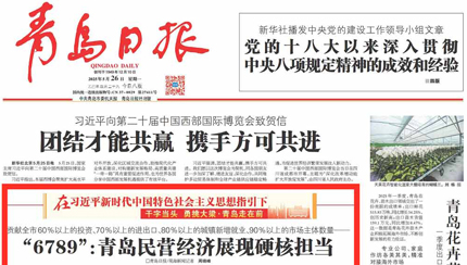 “6789”：青島民營經(jīng)濟(jì)展現(xiàn)硬核擔(dān)當(dāng)